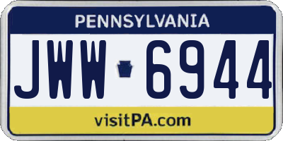 PA license plate JWW6944