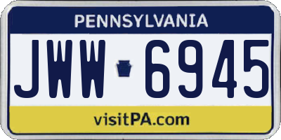 PA license plate JWW6945