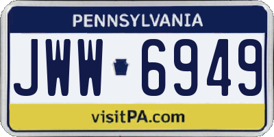 PA license plate JWW6949