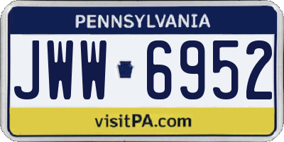 PA license plate JWW6952