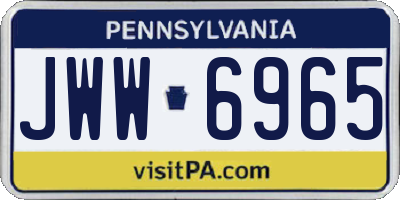 PA license plate JWW6965