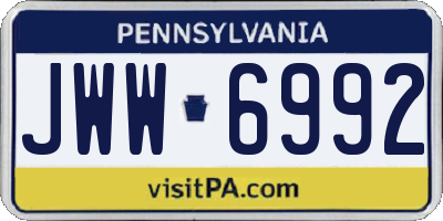 PA license plate JWW6992