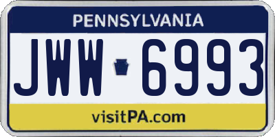 PA license plate JWW6993