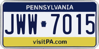 PA license plate JWW7015