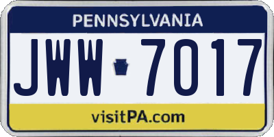 PA license plate JWW7017