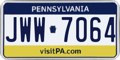 PA license plate JWW7064