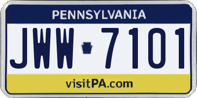 PA license plate JWW7101