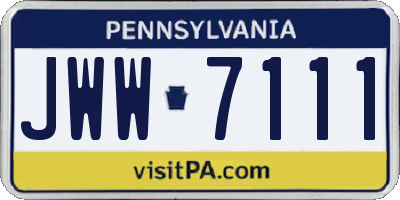 PA license plate JWW7111