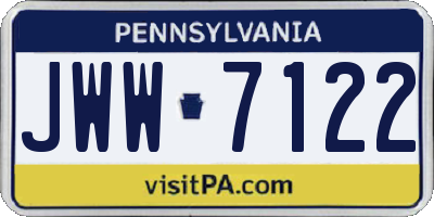 PA license plate JWW7122