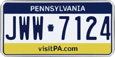 PA license plate JWW7124