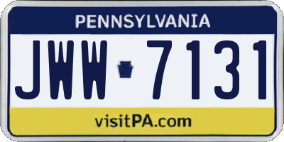 PA license plate JWW7131