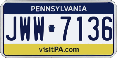 PA license plate JWW7136