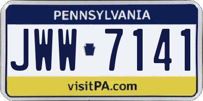 PA license plate JWW7141