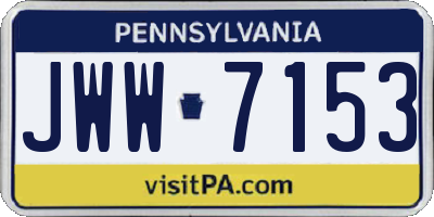 PA license plate JWW7153