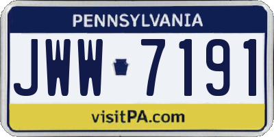 PA license plate JWW7191