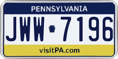 PA license plate JWW7196