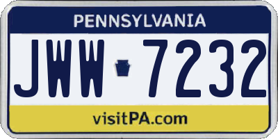 PA license plate JWW7232
