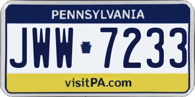 PA license plate JWW7233