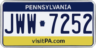 PA license plate JWW7252