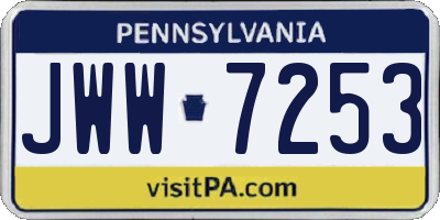 PA license plate JWW7253