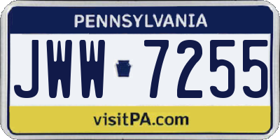 PA license plate JWW7255