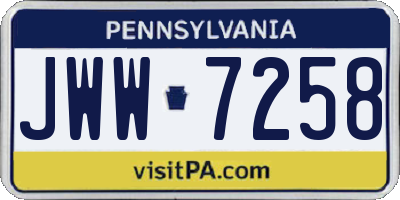 PA license plate JWW7258