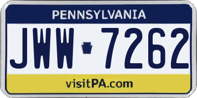 PA license plate JWW7262