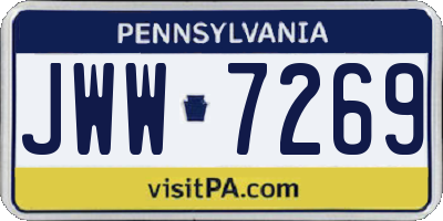 PA license plate JWW7269