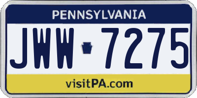 PA license plate JWW7275