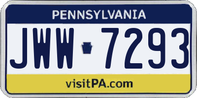 PA license plate JWW7293
