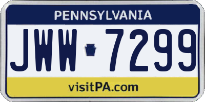 PA license plate JWW7299