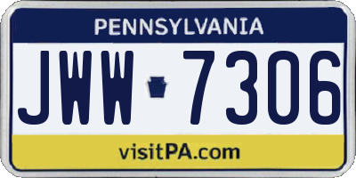 PA license plate JWW7306