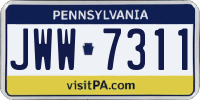 PA license plate JWW7311