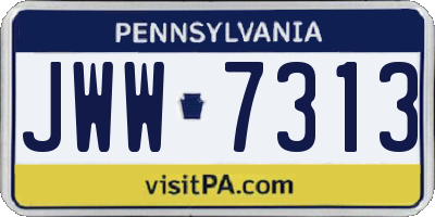 PA license plate JWW7313