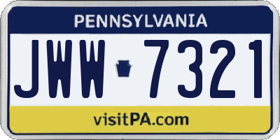 PA license plate JWW7321