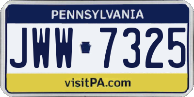 PA license plate JWW7325