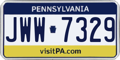 PA license plate JWW7329