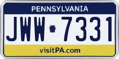PA license plate JWW7331