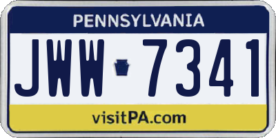 PA license plate JWW7341