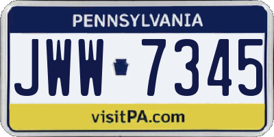 PA license plate JWW7345