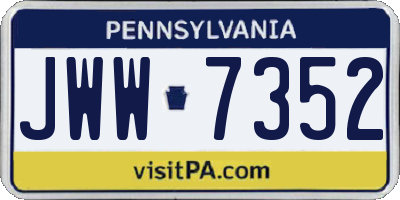 PA license plate JWW7352