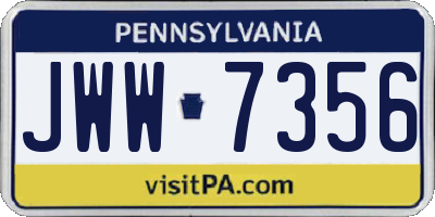 PA license plate JWW7356