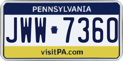 PA license plate JWW7360