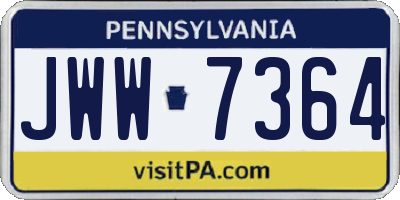 PA license plate JWW7364
