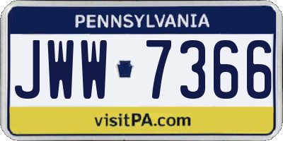 PA license plate JWW7366