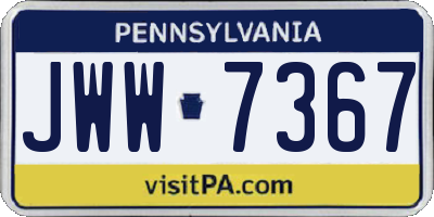 PA license plate JWW7367