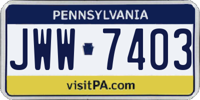 PA license plate JWW7403