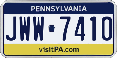 PA license plate JWW7410
