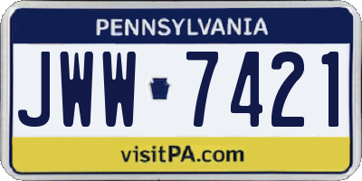 PA license plate JWW7421