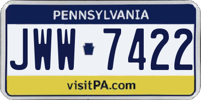 PA license plate JWW7422